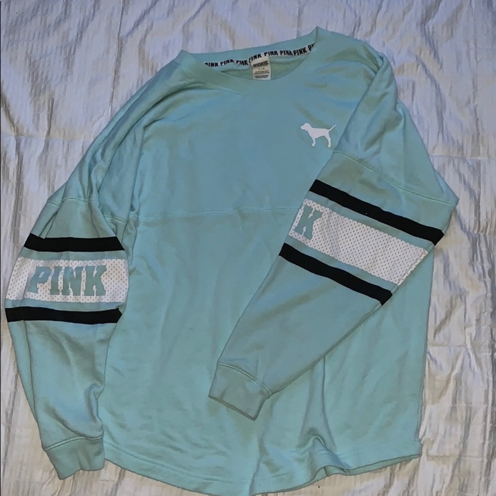 PINK long sleeve logo terry cotton shirt oversized